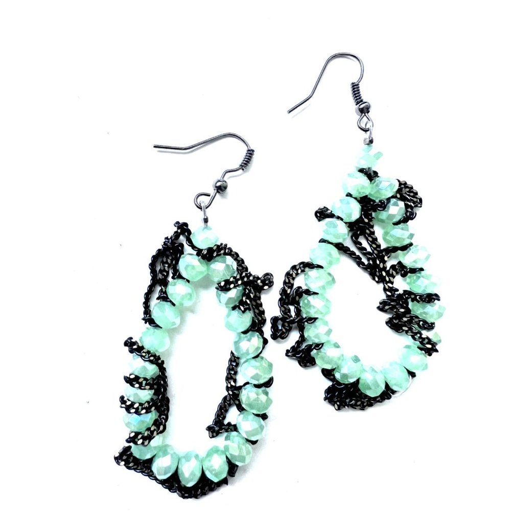 Green Teardrop Style Earring